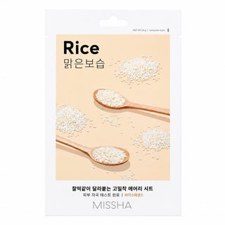 Missha - Airy Fit Sheet Mask - Rice - Maschera in tessuto idratante