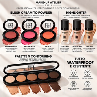 Make Up Atelier Paris - KIT Professionale Highlight, Blush & Contour